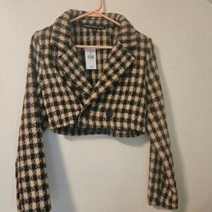 Hyfve size small cropper sweater jacket - brown and cream